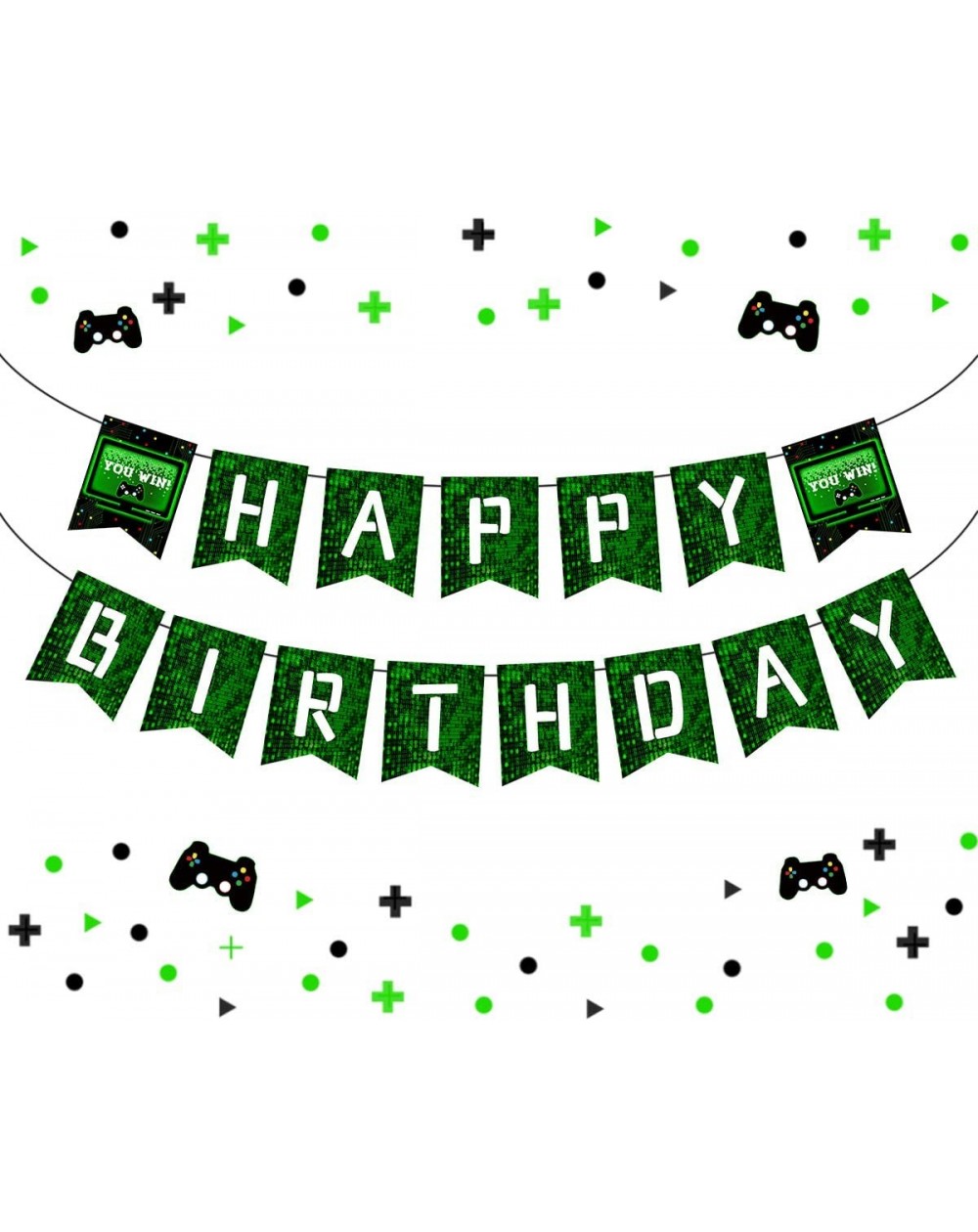 Banners Game Birthday Banner - Video Game Party Supplies Bunting Garland for Boys Kids Gamer Gaming Themed Party Decorations ...