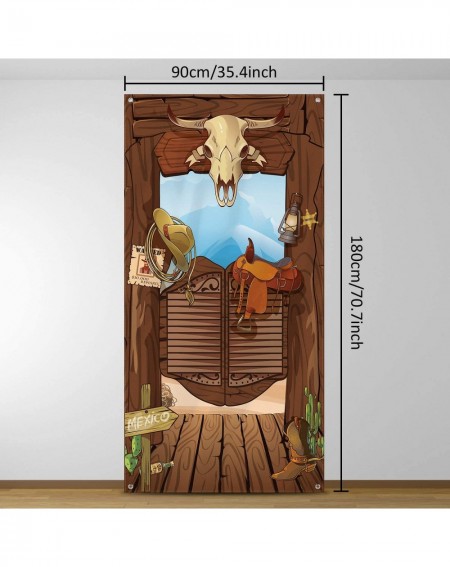 Banners Western Cowboy Door Cover Party Decoration- Western Birthday Party Supplies- Large Fabric Wild West House Barn Cowboy...