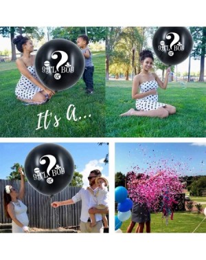 Balloons Baby Gender Reveal Confetti Balloon - 36 Inch Big Black Balloons x2 with Pink and Blue Heart Shape Confetti Packs fo...