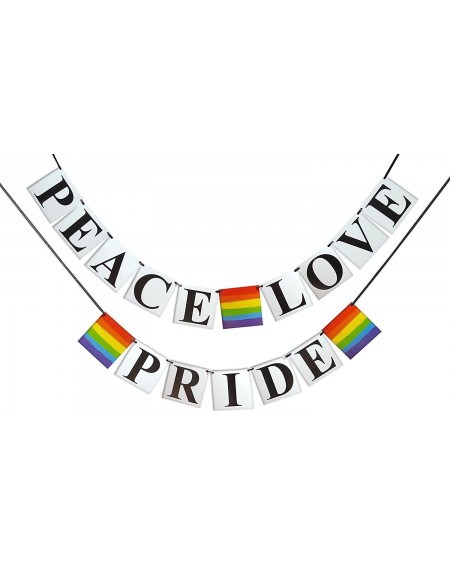 Banners & Garlands Peace- Love- Pride Banner - Gay Pride Flag Themed- Rainbow Colored - Gay- Lesbian- LGBT Party Decoration -...
