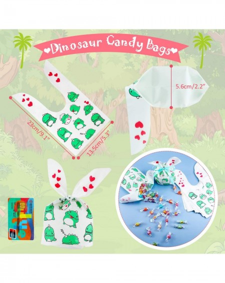 Party Packs 50 Pieces Dinosaur Print Candy Bags Dinosaur Party Favor Bags Plastic Long Ear Cookie Bag Wrap Bags for Dinosaur ...