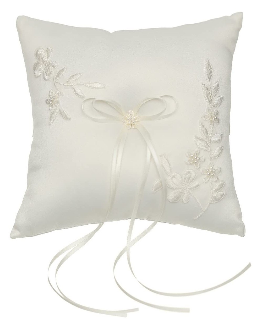 Ceremony Supplies Venus Jewelry Pearl Embroided Flower Leaves Wedding Ring Bearer Pillow 7 Inch x 7 Inch - Ivory RP010I - Ivo...