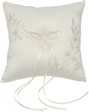 Ceremony Supplies Venus Jewelry Pearl Embroided Flower Leaves Wedding Ring Bearer Pillow 7 Inch x 7 Inch - Ivory RP010I - Ivo...