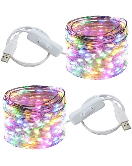 Outdoor String Lights Fairy Lights USB Plug Power 66Ft 200 LED Silver Wire Starry String Lights with ON/Off Switch for Bedroo...