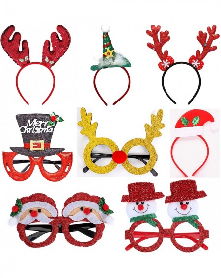 Photobooth Props Glitter Christmas Glasses and Headbands for Xmas Reindeer Snowman Christmas Party Favors for Adult and Kids ...