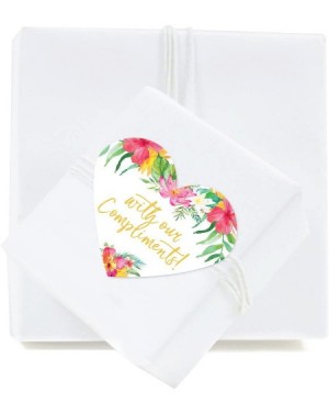 Favors Tropical Floral Garden Party Wedding Collection- Heart Label Stickers- with Our Compliments- 75-Pack - Labels Heart Co...