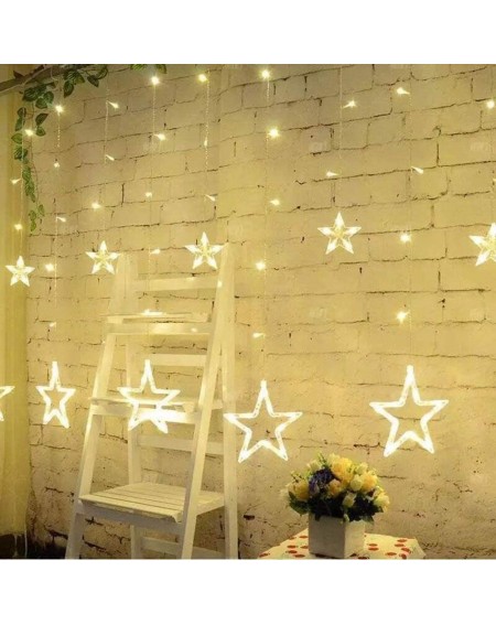 Indoor String Lights LED Star String Lights Battery Powered-2.5M Warm White Starry String Lights with 12 Stars 138 LEDs 8 Mod...