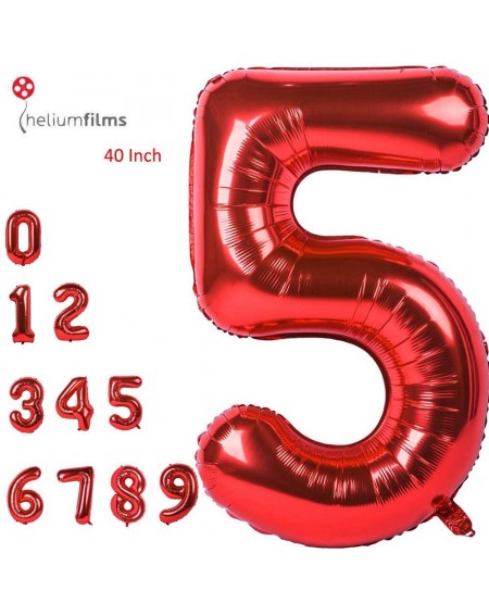Balloons Large Number 5 Balloons Red Giant Helium Big Foil Mylar Balloons Birthday Party Decorations Wedding Decor 40 Inch (N...