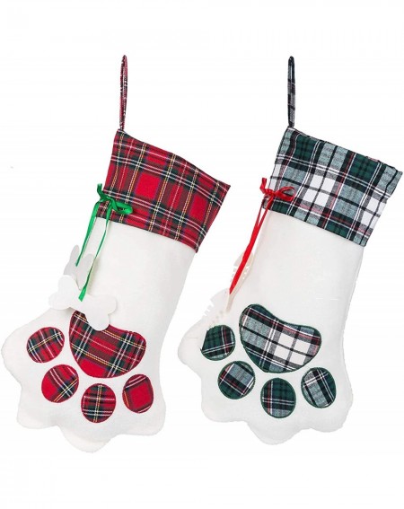 Stockings & Holders Pet Dog Christmas Stockings- 2 Pack 17" Buffalo Plaid Large Stockings for Dogs Christmas Holiday Decorati...