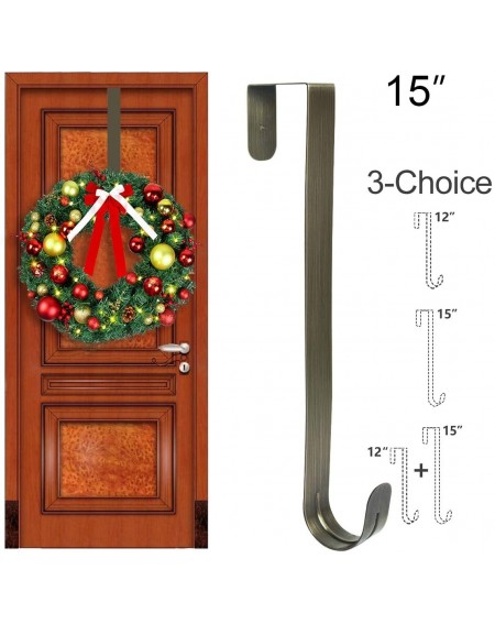Wreath Hangers 15" Wreath Hanger for Front Door - Large Wreath Metal Hook for Christmas Wreath Over The Door Hanger Brass - B...