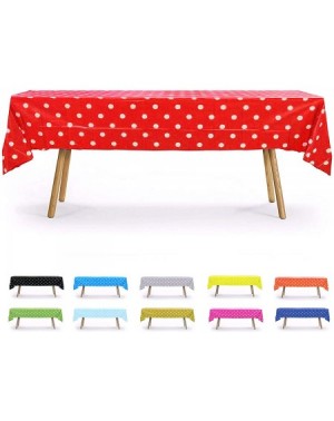 Tablecovers Table Cloth- 12 Pack- Red Polka Dot- 54" x 108"- Rectangular Waterproof Plastic Tablecloth- Reusable Heavy Duty P...