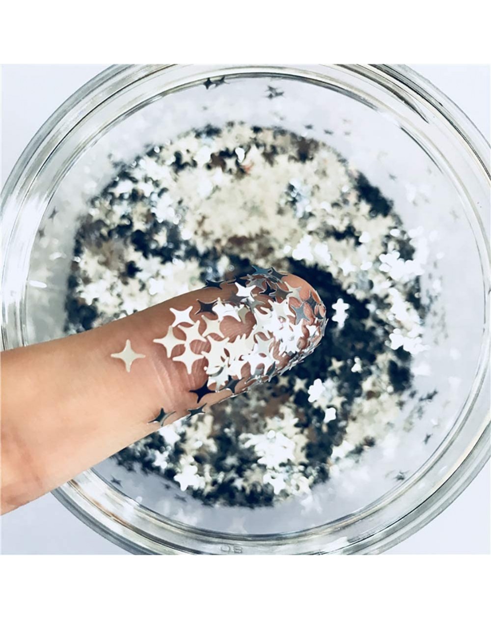 Confetti Stars Confetti Glitter Four-Angle Star Laser Sequins for DIY Crafts- Nail Art Decoration- Party Decoration - Silver-...