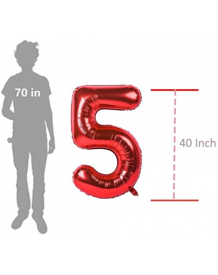 Balloons Large Number 5 Balloons Red Giant Helium Big Foil Mylar Balloons Birthday Party Decorations Wedding Decor 40 Inch (N...