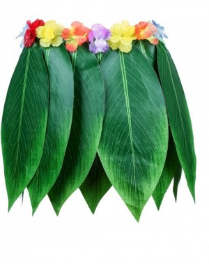 Favors Ti Leaf Hula Skirt Hawaiian Luau Green Grass Skirt with Flower Leaf Leis-Necklaces Bracelets and Headband for Luau Par...