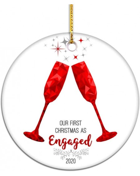 Ornaments 2020 Engagement Gifts for Couple - First Engaged Christmas Ornament Champagne Flutes Keepsake with Tag - 2.75 Inch ...