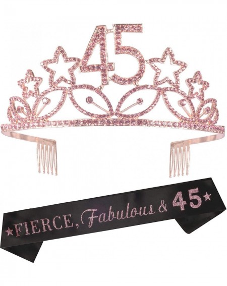 Party Packs 45th Birthday Gifts for Women- 45th Birthday Tiara and Sash- Happy 45th Birthday Party Supplies- Dirty 45 Glitter...