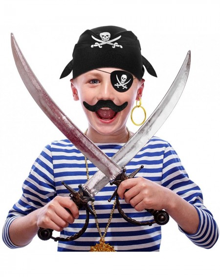 Party Favors 30 Pieces Pirate Captain Eye Patches- Pirate Bandana- Pirate Gold Earrings- Pirate Fake Mustache for Halloween a...