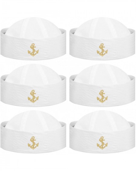 Party Hats 6 Pcs White Sailor Hats Nautical Navy Yacht Captain Cap Doughboy Costume Accessory Dress Up Party Hat - CJ199ZWKND...