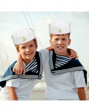 Party Hats 6 Pcs White Sailor Hats Nautical Navy Yacht Captain Cap Doughboy Costume Accessory Dress Up Party Hat - CJ199ZWKND...