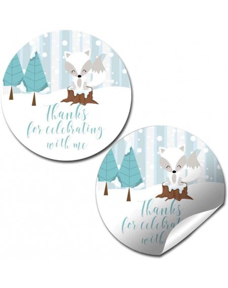Favors Arctic Winter Fox Birthday Thank You Sticker Labels for Kids- 40 2" Party Circle Stickers by AmandaCreation- Great for...