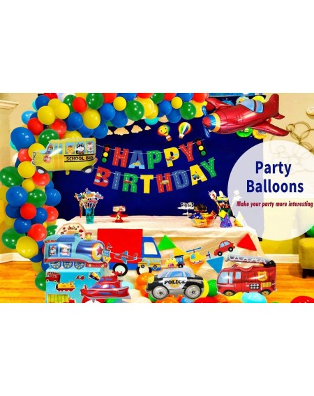 Balloons Construction Party Decorations Boys- Happy Birthday Banner Transport Vehicles Foil Balloons Plane Train Police Car S...