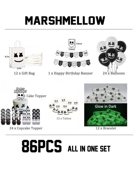 Party Favors Marshmellow Dj Birthday Party Supplies- 86 Piece Kids Dj Rock Video Game Decorations - Include Balloons- Gift Ba...