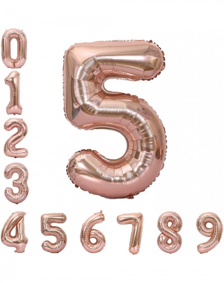 Balloons 40 Inch Giant Rose Gold Number 5 Balloon-Foil Helium Digital Balloons for Birthday Anniversary Party Festival Decora...