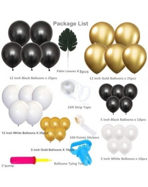Balloons Balloon Garland Arch Kit -105 Pieces White Black Gold Balloon Arch Kit with 8PCS Palm Leaves &Pump &Strip Tape& Dot ...