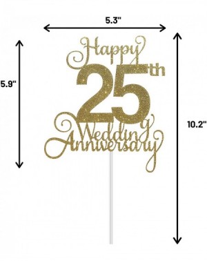 Cake & Cupcake Toppers 25th Wedding Anniversary Cake Topper- Wedding Anniversary Party Decoration with Premium Gold Glitter -...