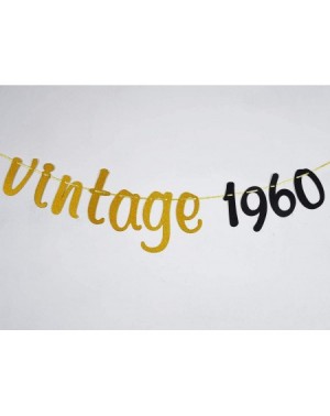 Banners & Garlands Vintage 1960 Bunting Banner for 60th Anniversary Birthday Wedding Party Decorations- Gold and Black - CJ19...