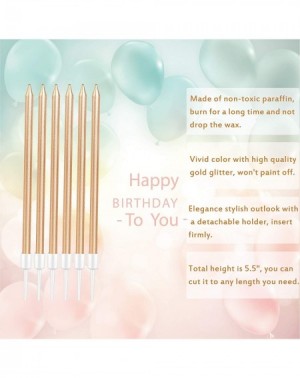 Cake Decorating Supplies Birthday Candles 24 Count Long Thin Cake Candles in Holders with Happy Birthday Cake Topper for Birt...