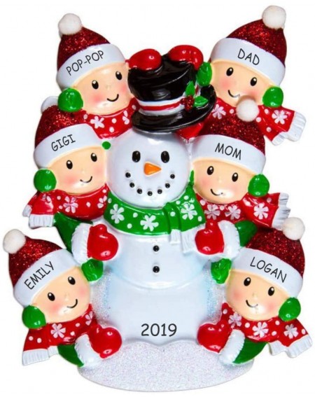 Ornaments Personalized Snowman Fun Family Christmas Ornament (Family of 6) - Family of 6 - CN12N4Q9PYK $14.95