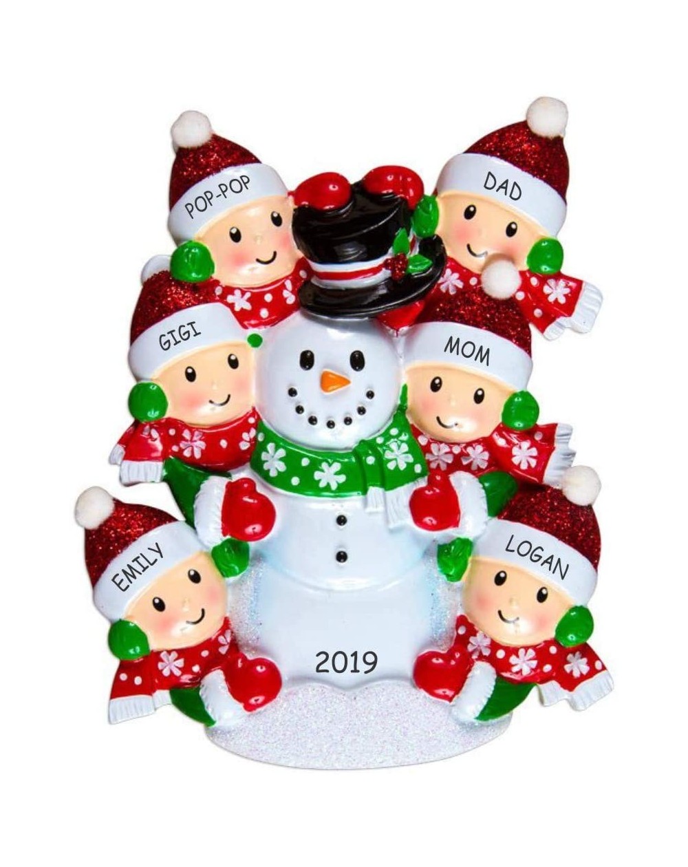 Ornaments Personalized Snowman Fun Family Christmas Ornament (Family of 6) - Family of 6 - CN12N4Q9PYK $14.95