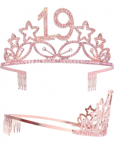 Party Packs 19th Birthday Gifts for Girl- 19th Birthday Tiara and Sash Pink- Happy 19th Birthday Party Supplies- 19 & Fabulou...