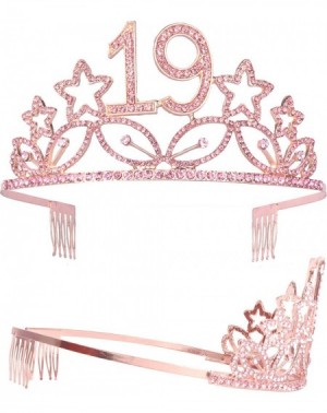 Party Packs 19th Birthday Gifts for Girl- 19th Birthday Tiara and Sash Pink- Happy 19th Birthday Party Supplies- 19 & Fabulou...