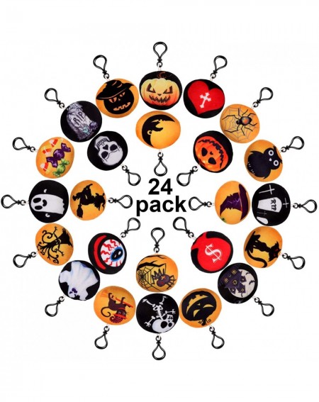 Party Favors 24 Pack Halloween Plush Keychain Emoticon Keychain Mini Plush Pillow Keyring for Halloween Party Supplies Favors...