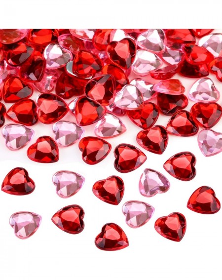 Confetti Red/Pink Acrylic Heart for Valentines Day- Wedding Heart Table Scatter Decoration- Flat Back Heart Rhinestones- 0.5 ...