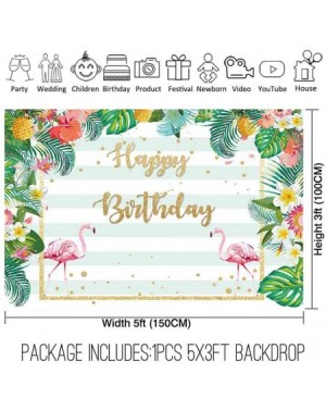 Photobooth Props 5x3ft Summer Flamingo Backdrop Tropical Pineapple Flowers Palm Leaves Glitter Photography Background Aloha H...