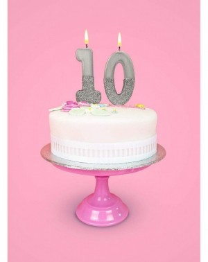 Birthday Candles Premium Quality Silver Numeral Number Four 4th Birthday Candle Cake Topper Decoration- Wax- Glitter Height 8...