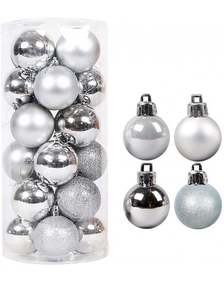 Ornaments Christmas Ball Ornaments- 40mm Colorful Christmas Tree Bauble Hanging Xmas Plastic 24Pack (Silver) - Silver - CI188...
