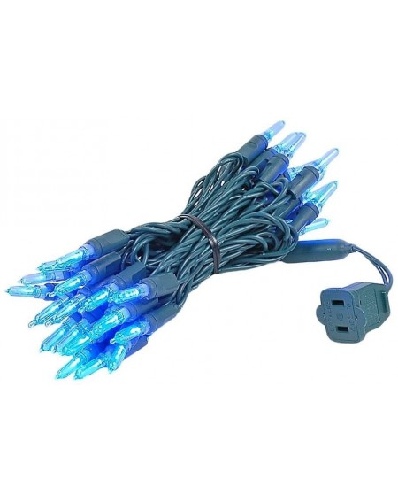 Outdoor String Lights 35 Light T5 LED Christmas Mini Light Set- Outdoor Lighting Party Patio String Lights- Blue- Green Wire-...