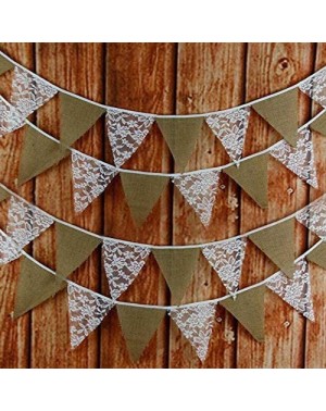 Banners 33 Feet Hessian Burlap Floral Lace Banner Bunting Garland for Rustic Wedding Baby Shower and Party Home Decoration - ...