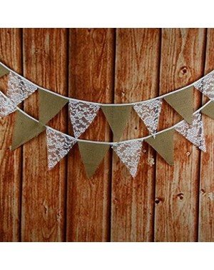 Banners 33 Feet Hessian Burlap Floral Lace Banner Bunting Garland for Rustic Wedding Baby Shower and Party Home Decoration - ...