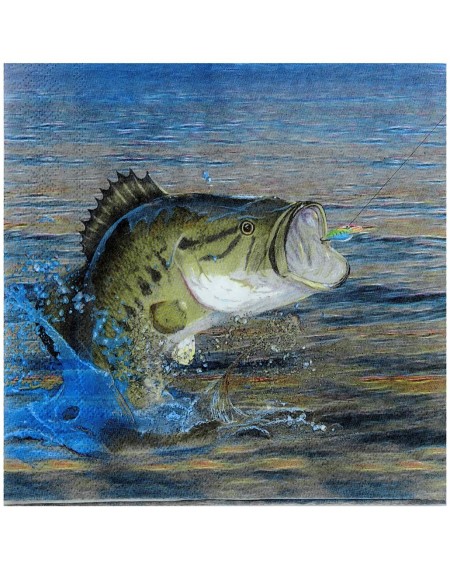 Invitations Gone Fishin' Luncheon Napkins-16-Pack- Gone Fishin' Collection - Blue - C412J6KR6KD $17.34