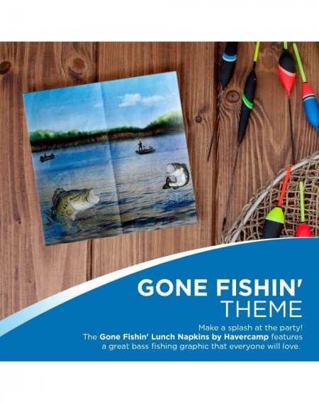 Invitations Gone Fishin' Luncheon Napkins-16-Pack- Gone Fishin' Collection - Blue - C412J6KR6KD $9.94