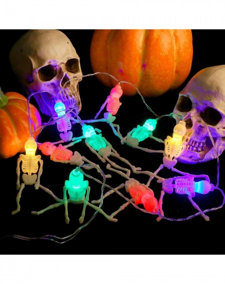 Indoor String Lights Halloween String Lights 30 LED Skeleton Skull String Lights Battery Operated Halloween Colorful Decorati...