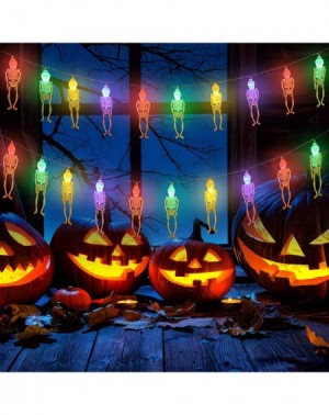 Indoor String Lights Halloween String Lights 30 LED Skeleton Skull String Lights Battery Operated Halloween Colorful Decorati...