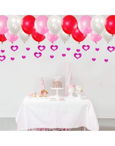 Balloons 100 Pack 12" Balloons- Valentines Day Decorations- Balloons Red Pink and White Bling Foil Heart Shape Hanging Weddin...