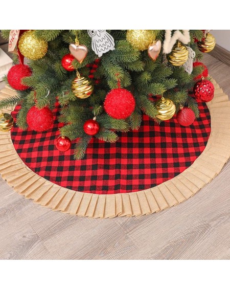 Tree Skirts Red Plaid Christmas Tree Skirt - Red 48 inch Tree Mat Adds A Joy- Peace and Lovely Atmosphere to The Decoration o...