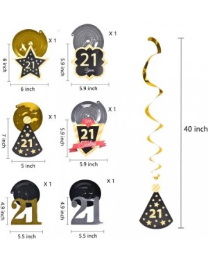 Centerpieces Ushinemi 21st Birthday Party Decorations- 21 Birthday Hanging Swirl Streamers Decor- Gold Silver and Black- 12pc...